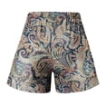 thumbnail image 4 of Huowey Women Shorts Casual Drawstring Waist Floral Print Summer Comfy Lightweight Fashionable Wide Leg Breathable Cozy Trunks Loose Fit Pockets Short Pants Dailywear,Grey,L, 4 of 4