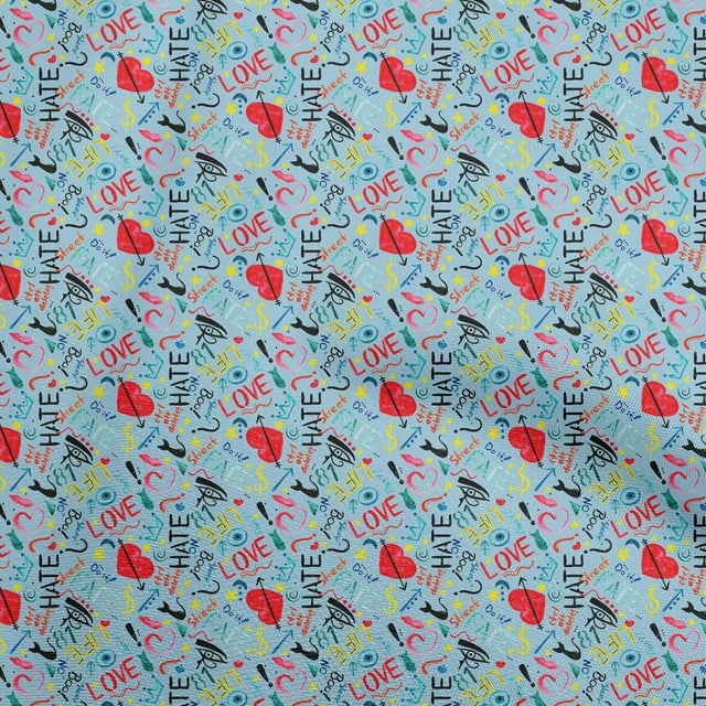 oneOone Georgette Viscose Light Blue Fabric Abstracts Fabric For Sewing Printed Craft Fabric By The Yard 42 Inch Wide