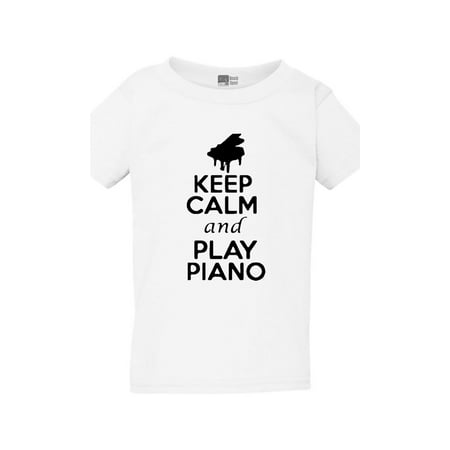 

Keep Calm and Play Piano Pianist Musician Music Lover Toddler Kids T-Shirt Tee