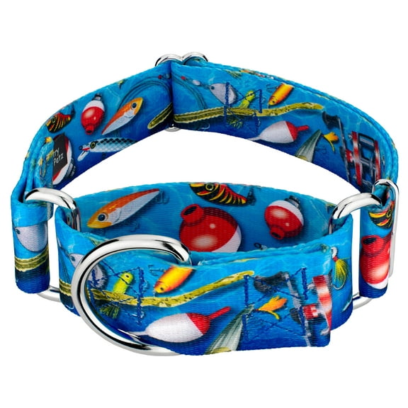 Country Brook Petz® 1 1/2 inch Gone Fishin' Martingale Dog Collar, Large