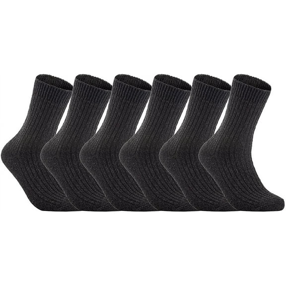 Lovely Annie Women's 6 Pairs Wool Knitted Socks One Size 6-9 Black