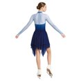 thumbnail image 2 of Kaerm Women Long Sleeve Gradient Color Rhinestone Figure Skating Dress Blue M, 2 of 6