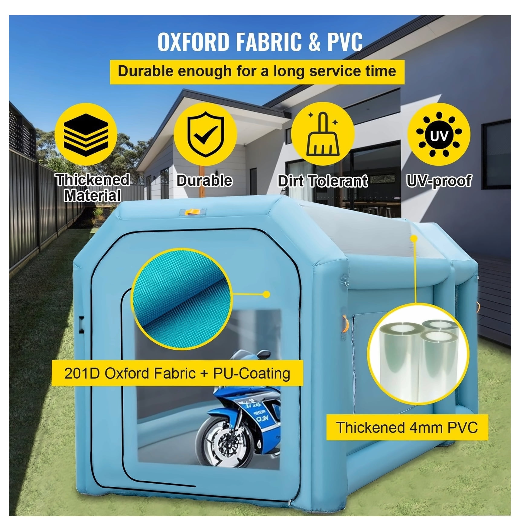 Inflatable Paint Booth 13x8x8ft, Portable Spray Booth Tent w/Filters & Blowers, Car Paint Tent for Auto Body, Motorcycle, DIY Painting Workstation