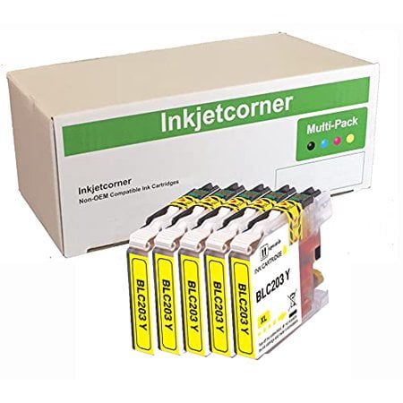 Inkjetcorner Cartouches d'Encre Compatibles de Remplacement pour LC203Y LC203TG pour Utilisation avec MFC-J460DW MFC-J480DW MFC-J485DW MFC-J680DW MFC-J880DW MFC-J885DW