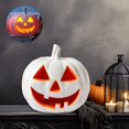 thumbnail image 1 of Estatua de calabaza de Halloween para jardín, centro de mesa, decoración de Halloween, lámpara LED de calabaza para hogar, césped, balcón, interior Blanco, 1 of 8