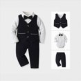 thumbnail image 2 of HCNTES Baby Boy Winter Clothes Baby Outfits Gentle Bow Tie Dress Four Sets Solid Color Pants Suit Boy Clothes, 2 of 4