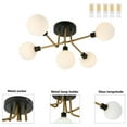 thumbnail image 6 of 5-Light Large Modern Globe Glass Flush Mount Chandelier Ceiling Light,85-240V, G9 Bulb Base White, 6 of 8