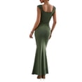 thumbnail image 4 of Valcatch Maxi Dress for Women Short Sleeve Square Neck Bodycon Long Dress Soft Slim Lounge Dress, 4 of 5