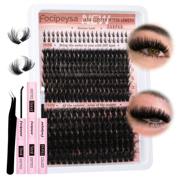 Kit de extensión de pestañas Focipeysa Full Volume con Lash Bond