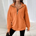 thumbnail image 7 of Women's Quarter Zip Sweatshirt Fall Casual Pullover Top with Kangaroo Pocket Relaxed Stand Collar Sweatshirts, S, 7 of 7