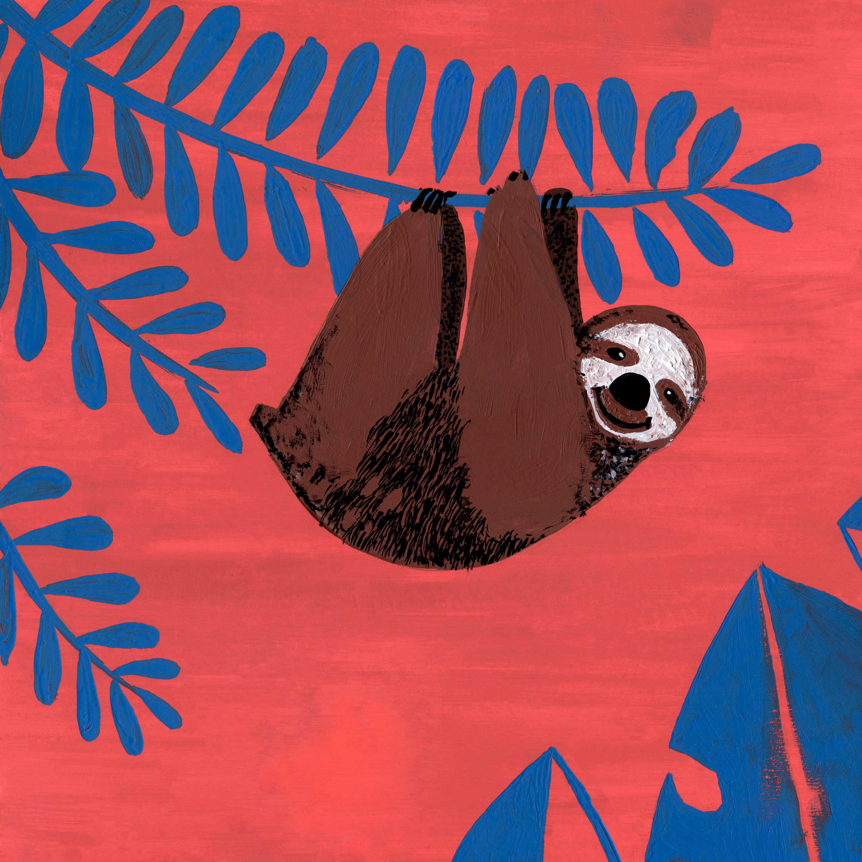Curious Sloth Painting Print on Wrapped Canvas
