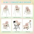 thumbnail image 2 of Ktaxon Baby High Chair, Convertible 6 in 1 High Chairs for Babies and Toddlers, Baby Highchair with 5-Point Safety Harness, Adjustable Height & Dining Tray, Pink, 2 of 12