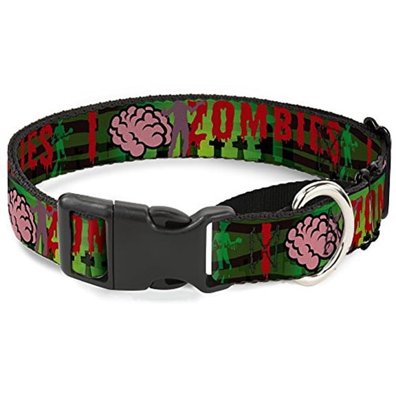 Buckle-Down MGC-W30920-L I "Brain" Zombies Martingale Dog Collar