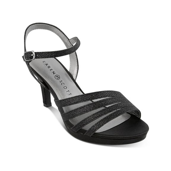 Karen Scott Womens Darlaa Metallic Glitter Ankle Strap