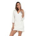 thumbnail image 2 of HDE Women's Terry Cloth Beach Cover Up Tunic Dress with Hood White - S, 2 of 7