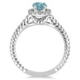 thumbnail image 2 of SZUL Women's 1 Carat Aquamarine and Diamond Halo Rope Ring in 10K White Gold, 2 of 3
