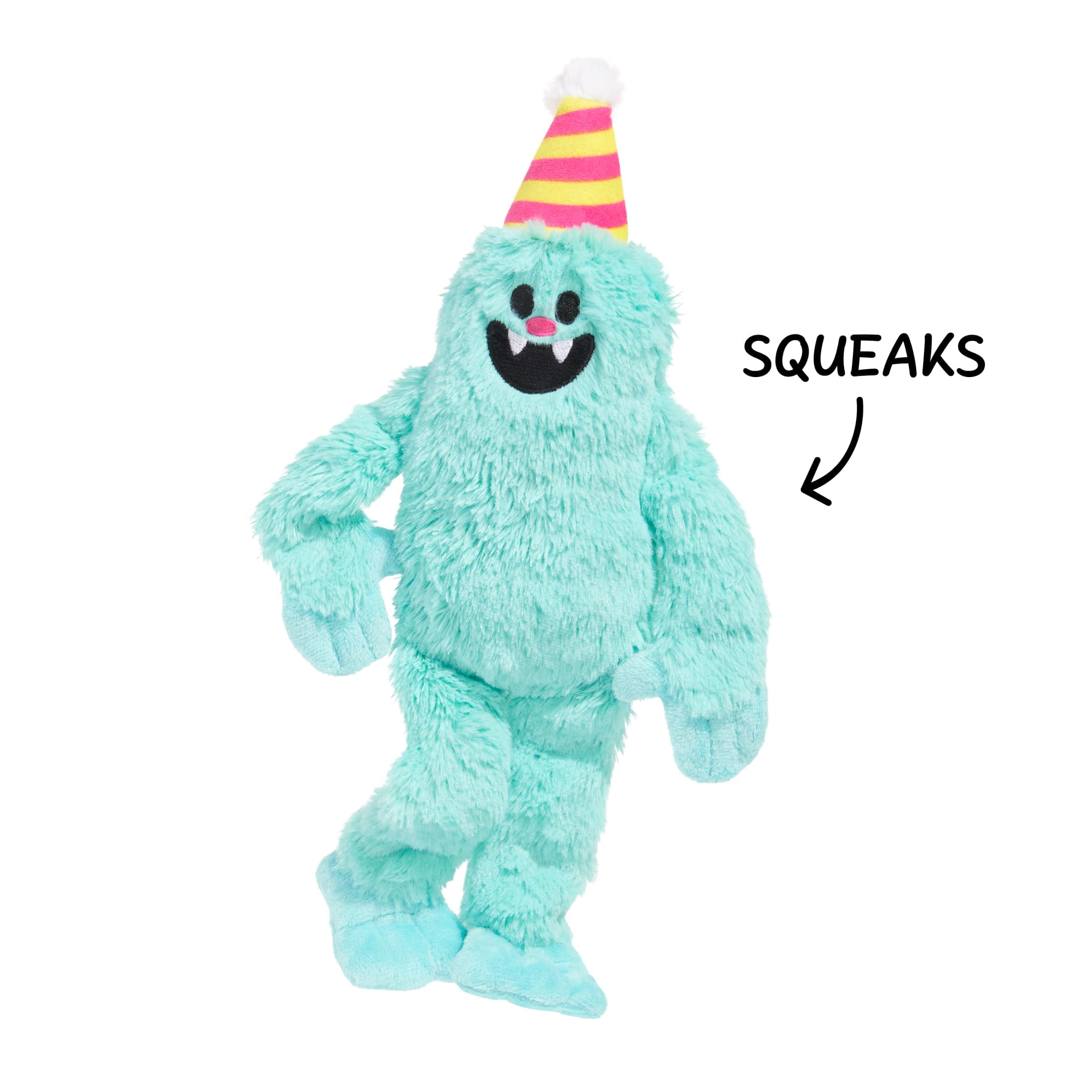 BARK Party Monster Marty Birthday Party Monster Blue Plush Dog Toy Large