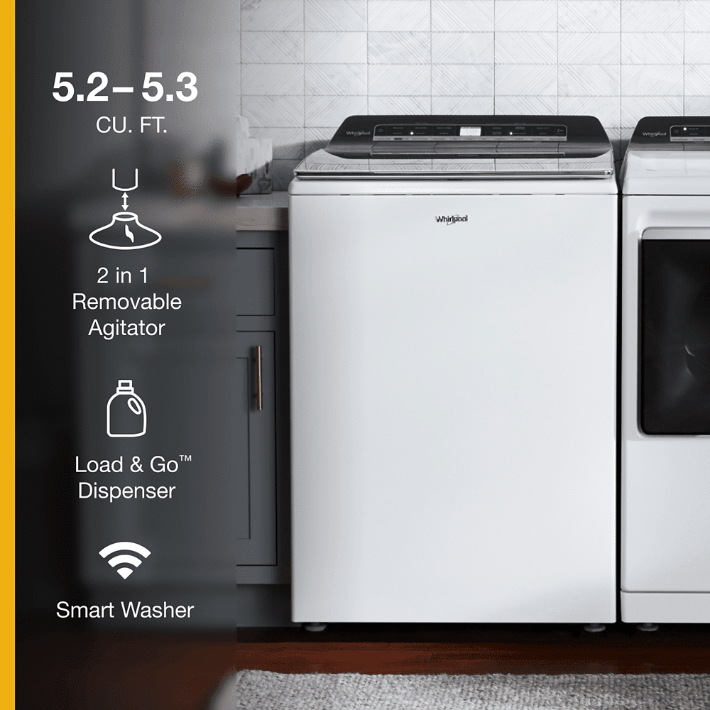 Whirlpool 5.2 5.3 cu. ft. Top Load Washer with 2 in 1 Removable Agitator - WTW8127LW