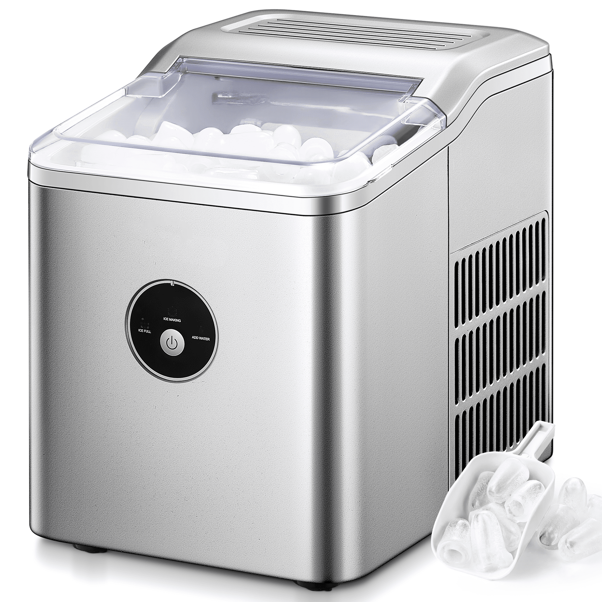 Ice Machine Cube Maker Stainless Steel 3 Ice Sizes 15-20 kg/day LCD 2,5 L Silver 