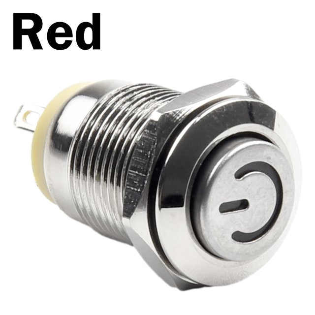 12mm Metal Push Button Switch Power Button Waterproof Flat LED Light 12V-24V