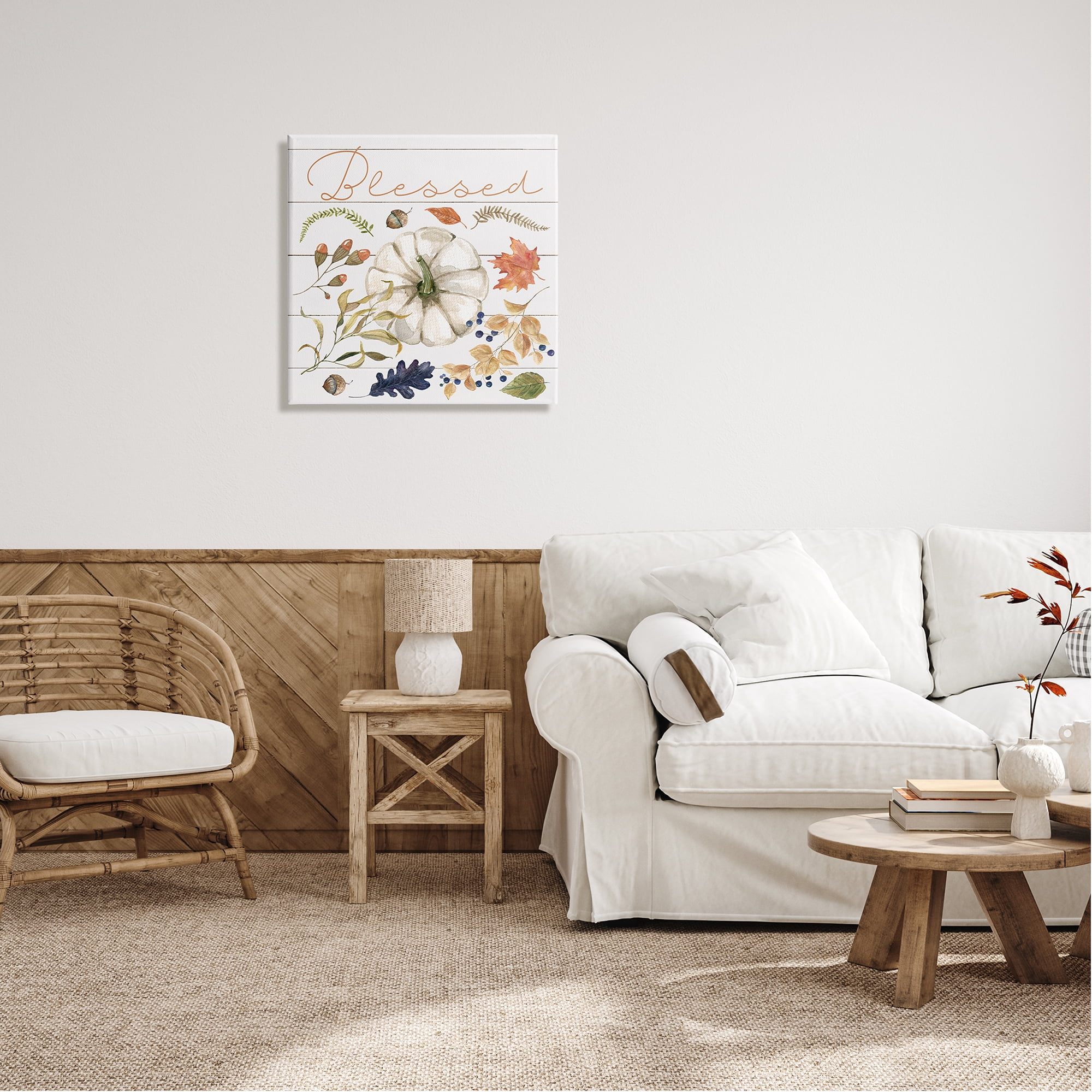 Stupell Industries Blessed Fall Botanicals Botanical & Floral Painting Gallery Wrapped Canvas Art Print Wall Art, 24 x 24