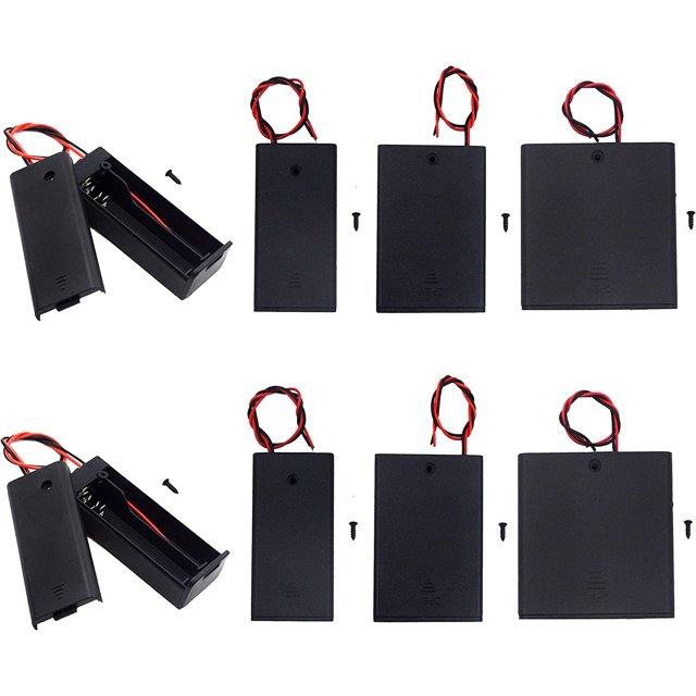 GHSDFBB (Pack of 8)AA Battery Holder with Switch and Cover: 2PC Single AA Battery Holder with Cover, 2PC 2 AA Battery Holder with Switch, 2PC 3 AA Battery Holder, 2PC 4 AA Battery Holder wit