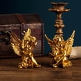 thumbnail image 4 of serony 2x Cherubs Angels Statue Resin Decor for Desktop Garden Living Room Gold, 4 of 9