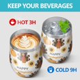thumbnail image 4 of 12oz Stemless Wine Tumblers Happy Thanksgiving Turkey Fall Pumpkin Vacuum Insulated Stainless Steel Travel Tumbler Cups Mug with Lid and Straw for Champaign,Cocktail,Beer with Cleaning Brush, 4 of 5