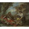thumbnail image 2 of Charles-André van Loo 14x12 Gold Ornate Wood Frame and Double Matted Museum Art Print Titled - Rinaldo and Armida (1730s), 2 of 4