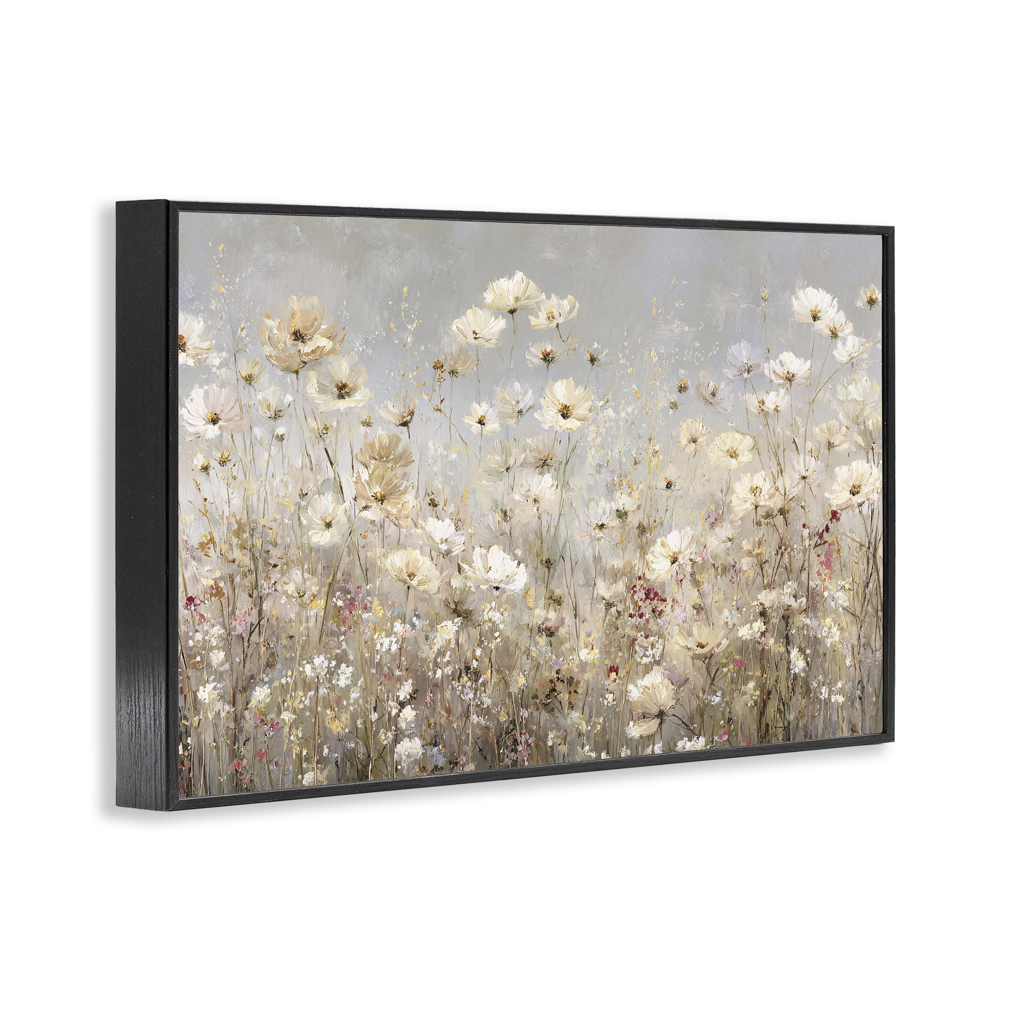 Stupell Industries White Daisy Clusters Meadow Black Framed Giclee Art, design by Jacky Ngan