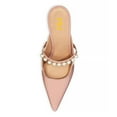 thumbnail image 3 of FSJ Women Pearls Strap Pointed Toe Mules Slip on Butterfly High Chunky Heeled Sandals Prom Dressy Backless Pumps Size 7.5 Nude Pink, 3 of 4