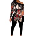 thumbnail image 2 of Puntoco Traje de top dividido con dobladillo de manga larga y hombros estampados a la moda para mujer Puntoco Puntoco-6655, 2 of 6