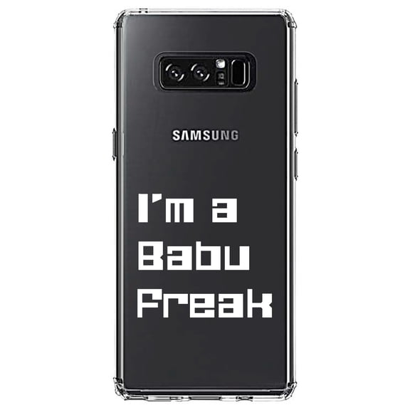 DistinctInk Clear Shockproof Hybrid Case for Samsung Galaxy Note 8 - TPU Bumper Acrylic Back Tempered Glass Screen Protector - I'm a Babu Freak