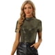 thumbnail image 1 of Camiseta con Lentejuelas Allegra K Blusa de Fiesta Brillante de Manga Corta Cuello Alto Oro M, 1 of 5