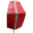 thumbnail image 1 of The HomeCentric Handmade Decorative Table Runner 72’’ x 14’’ Silk Beaded with Crystal Rhinestone Embroidery - Deep Red Pleated, 1 of 4