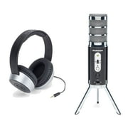 Samson Satellite Broadcast Microphone SR550 Closed Back Studio Headphones Bundle
