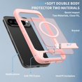 thumbnail image 5 of Dteck Magnetic Case for Google Pixel 9 Pro XL,Shockproof TPU+PC Anti-Slip Compatible with Mag Safe Case Adjustable Kickstand Frosted Translucent Matte Phone Cover,Pink, 5 of 5