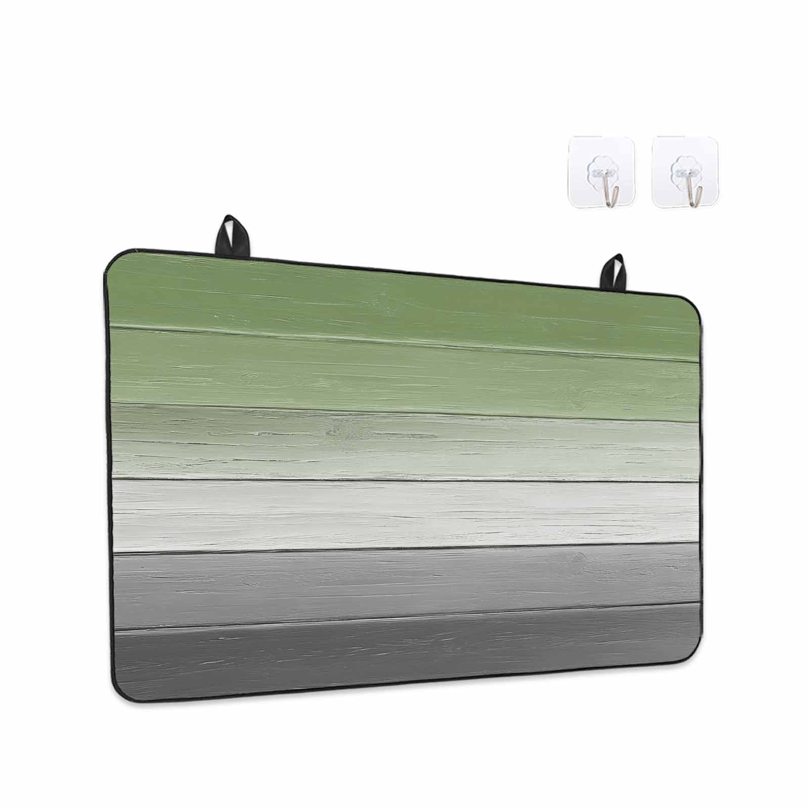Sage Green Gray Stove Top Cover for Electric Stove, Heat-proof & Non Slip Glass Top Stove Cover Protector, Vintage Country Ombre Chic Wooden Grain Kitchen Flat Cooktop Rubber Mat 28.5x20.5 Inches