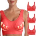 thumbnail image 2 of Penkiiy 3PC Bras for Older Women,Full Coverage Bras for Women Women，Stretchy，Daily Breathable Plus Size Sports Bra 6XL Watermelon Red, 2 of 8