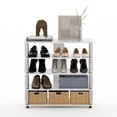 thumbnail image 5 of Furinno Turn-N-Tube 5 Tier Wide Shoe Rack, White Oak, Stainless Steel Tubes, 5 of 6