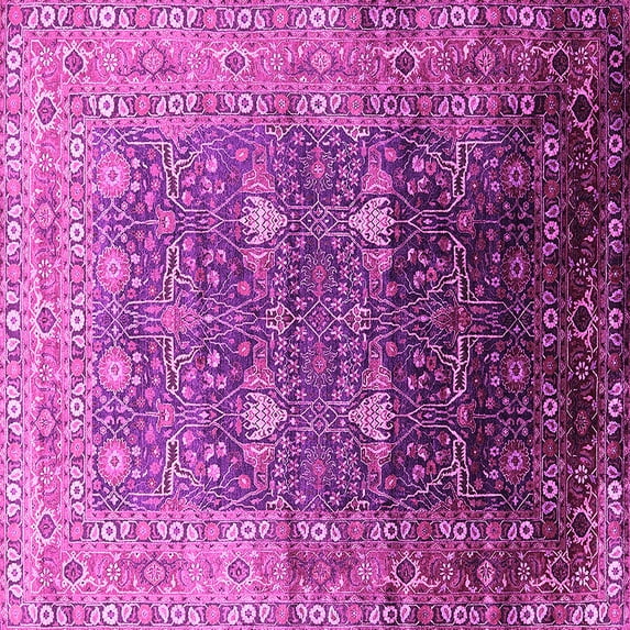 Ahgly Company Indoor Square Oriental Pink Industrial Area Rugs, 5' Square