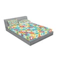 thumbnail image 2 of Ambesonne Floral Fitted Sheet & Pillow Sham Set, Clover Vivid Design, Full, Red Turquoise Yellow, 2 of 2