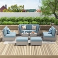 thumbnail image 3 of Corvus  10-piece Grey Sectional Conversation Sofa Set Grey - Blue, 3 of 5
