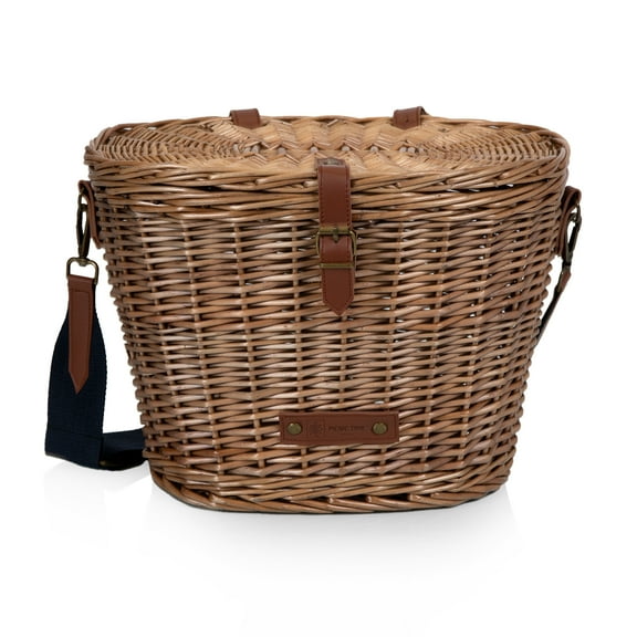 Picnic Time Cambridge Bike Basket, Personal Picnic Basket with Removable Shoulder Strap