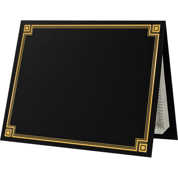 LUXPaper Certificate Holders for 8 1/2 x 11 Documents, 100 lb, Black Linen with Gold Foil, 25 Pack, Holder Size 9 1/2 x 12