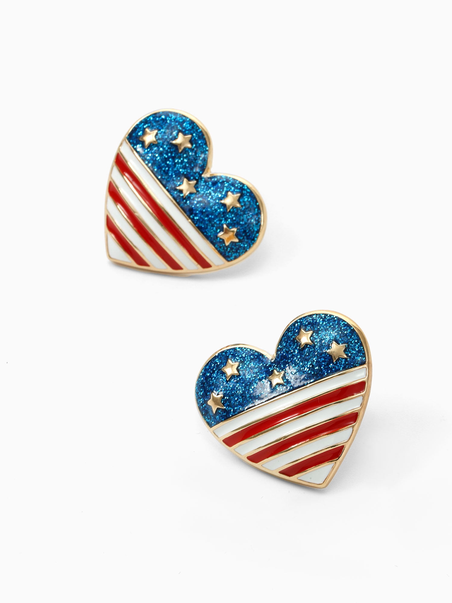 Way to Celebrate Americana Patriotic Heart Stud Earrings