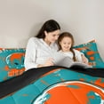 thumbnail image 4 of Manfei American Football Bedding Comforter Set 7-Piece for Kids Teens, Rugby Helmet Full Bedding Set, Teal Orange Graffiti Splash Fitted Sheet Flat Sheet, Microfiber Bedroom Decor, 4 of 8