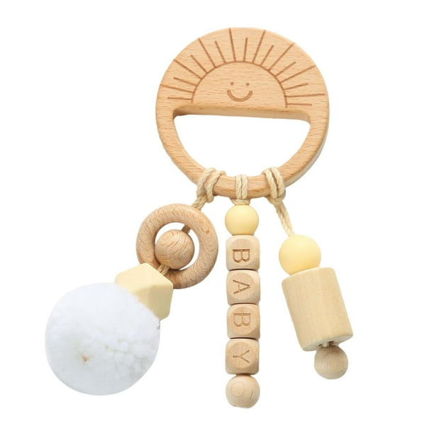 Sonajero de madera para bebés, juguetes educativos, juguetes de entrenamiento de atención Sol