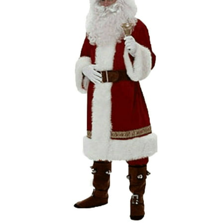 Men Santa Claus Costume Father Christmas Fancy Dress Budget Adult Outfit