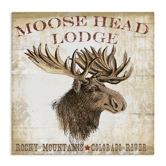 Stupell Industries Farmhouse Rustic Moose Head Lodge Canvas Art, 17 x 17, by Lula Bijoux & co.